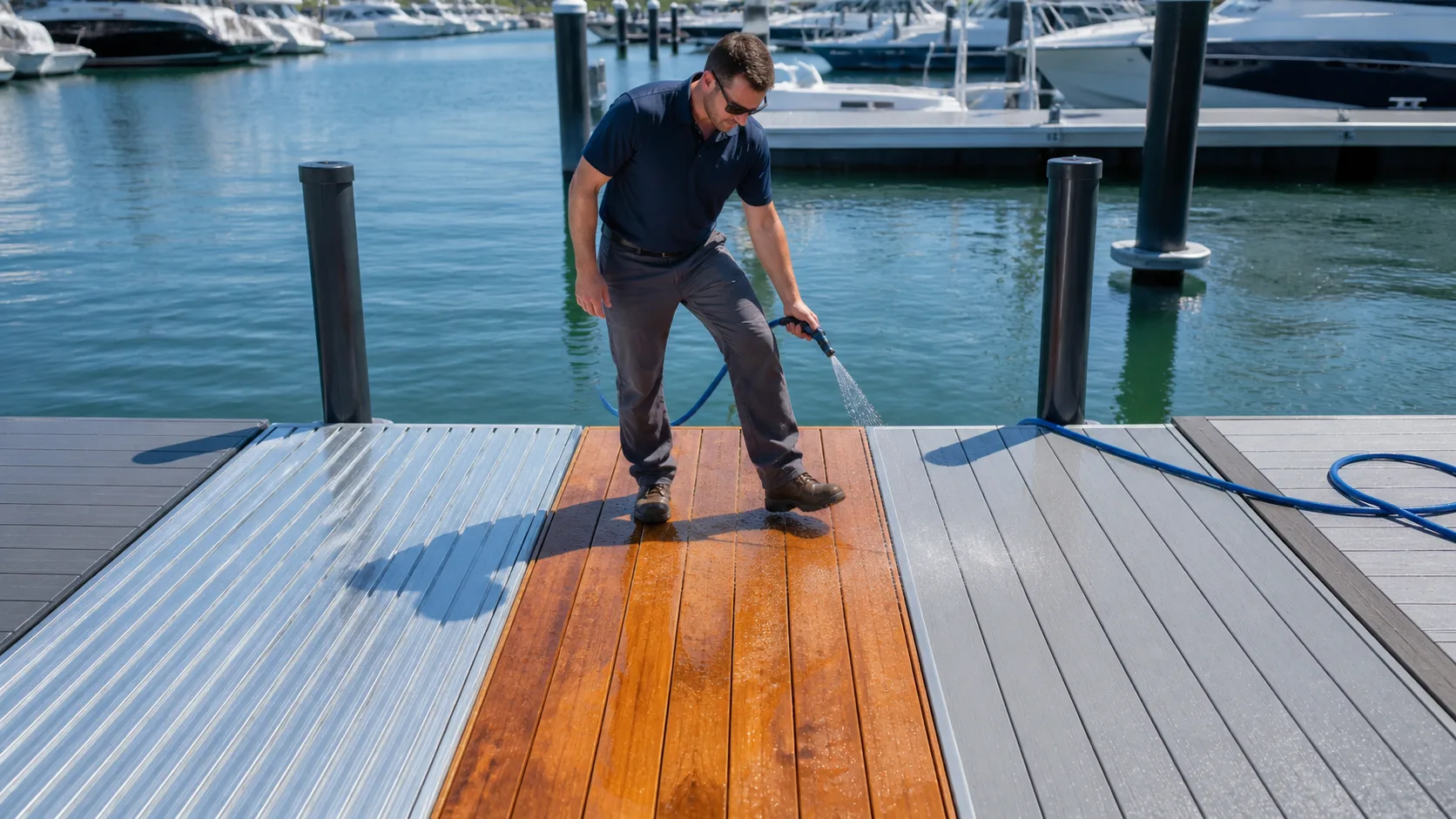Aluminum vs. Cedar vs. Plastic Dock Decking: Slip, Heat, and Cleanup